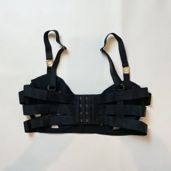 NWOT Victoria's Secret Bra 32DD Unlined Balconet Strappy Banded Black B1428 - Picture 3 of 7